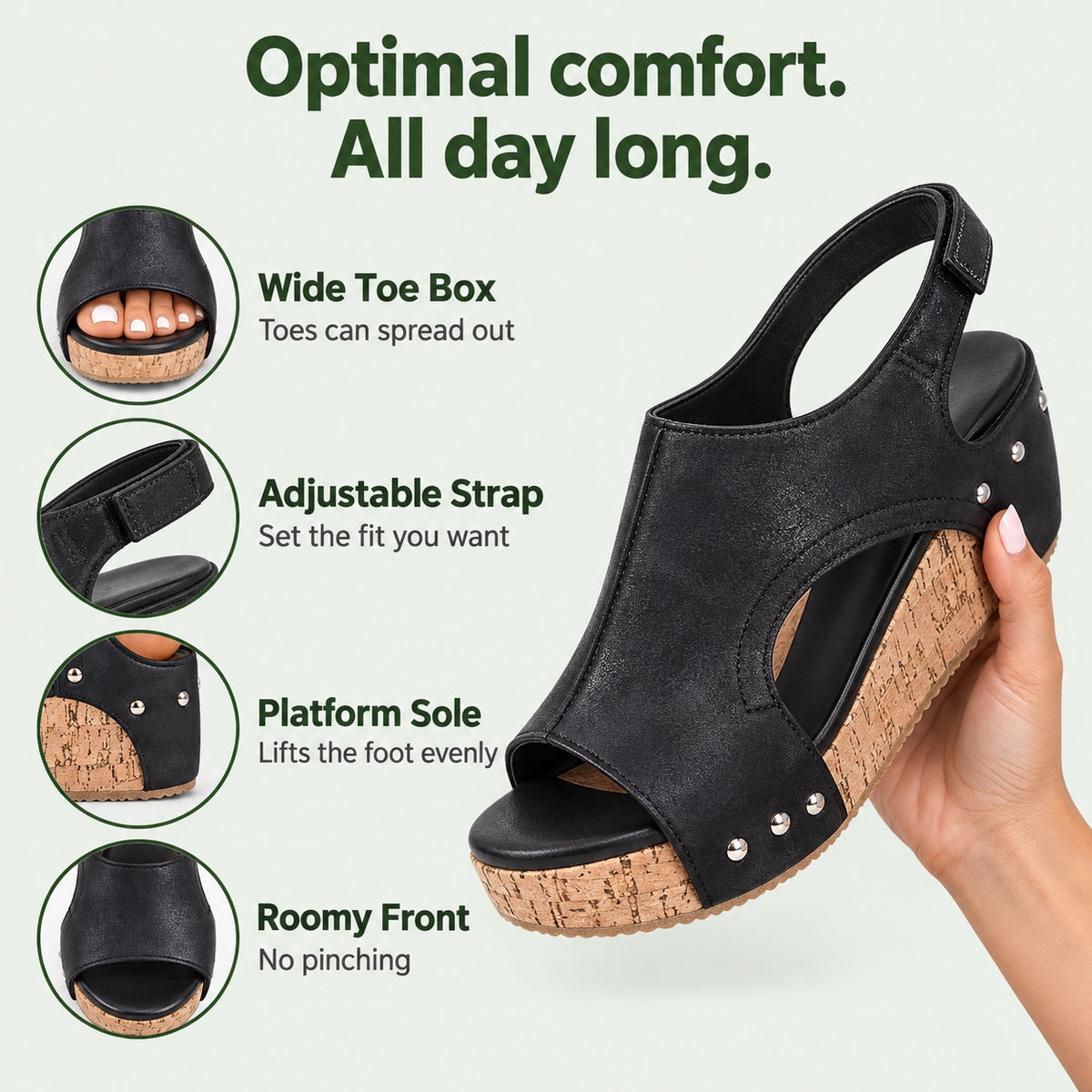 Vega – Unisex Wide Toe Box Sandals, features