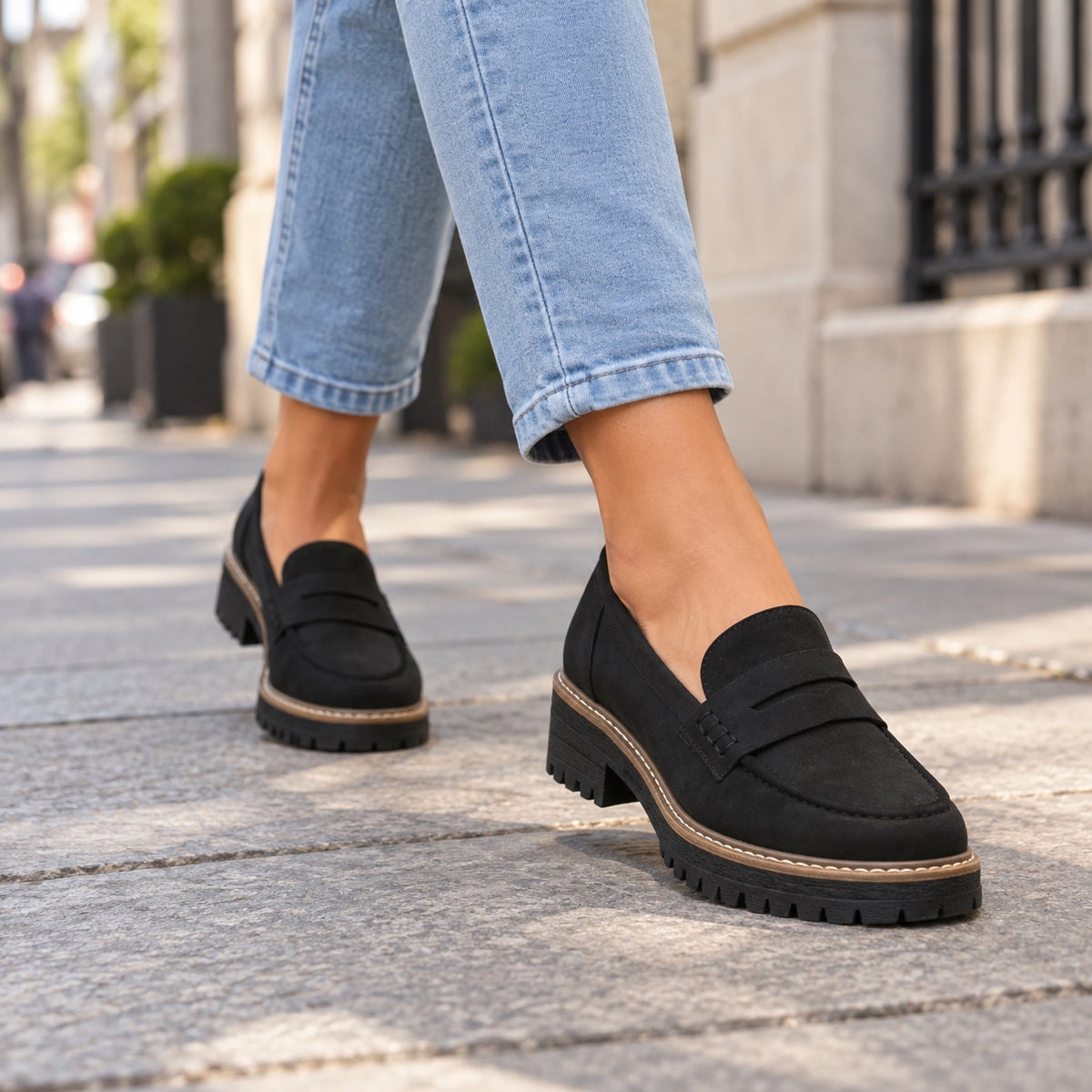 Velma – Women's Slip-On Loafers, worn on a walk