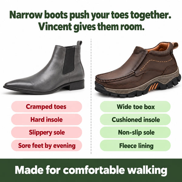 Vincent – Men's Comfort Boots, compared with an ordinary shoe