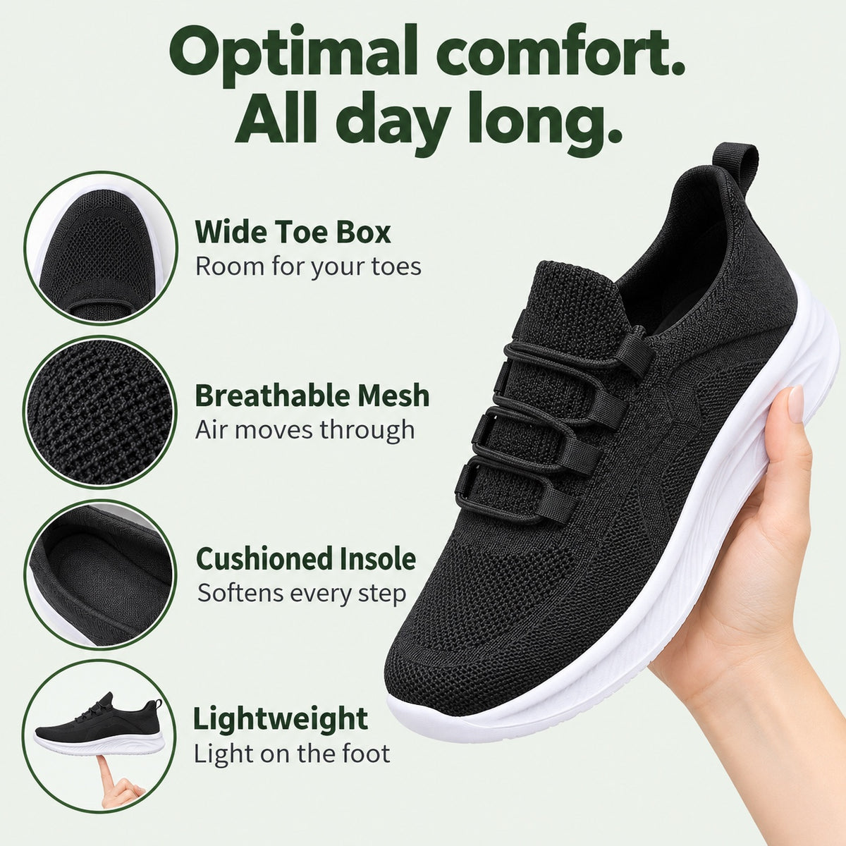West – Unisex Wide Toe Box Shoes, features